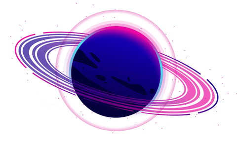 vibrant ringed neon planet with dual rings on transparent background - Download Free Stock Videos Pikwizard.com