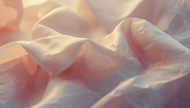 Luxurious Pale Pink Fabric with Shimmering Water Droplets