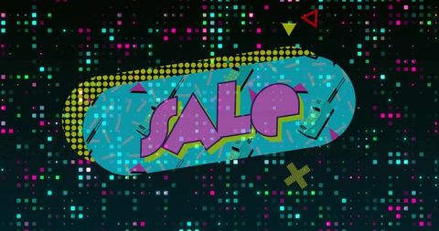 Vibrant Neon Pixelated Sale Banner in Retro Pop Art Style