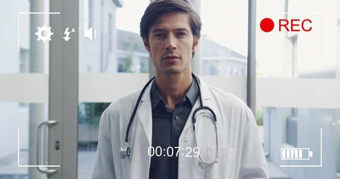 Confident Doctor Filmed on Camera Outdoors