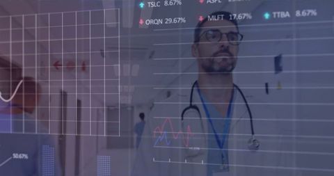 Digitally Enhanced Medical Professional with Data Analysis Overlay