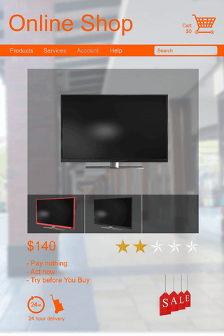 transparent online shop interface displaying monitors for sale - Download Free Stock Videos Pikwizard.com