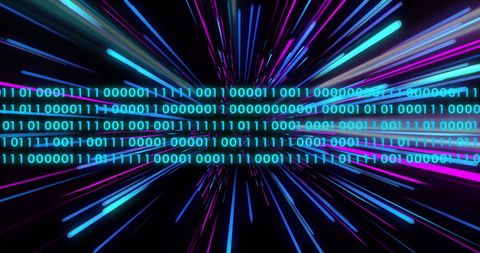 Futuristic Binary Code with Neon Light Trails - Download Free Stock Images Pikwizard.com