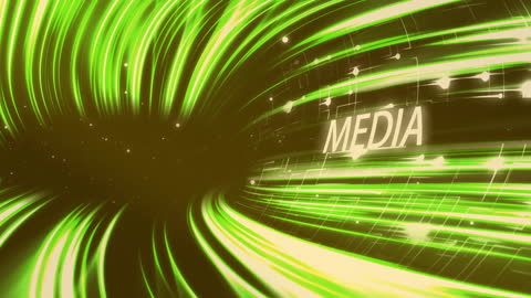 Futuristic Media Concept with Dynamic Green Light Trails