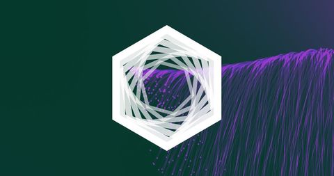 Abstract Futuristic Hexagon with Dynamic Lines and Particles