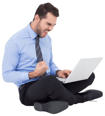 Transparent Excited Businessman With Laptop - Download Free Stock Videos Pikwizard.com