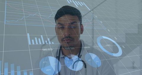 Doctor Analyzing Holographic Data in Modern Clinical Setting