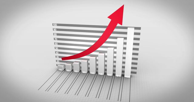 Rising Bar Graph with Red Arrow Indicating Growth - Download Free Stock Photos Pikwizard.com