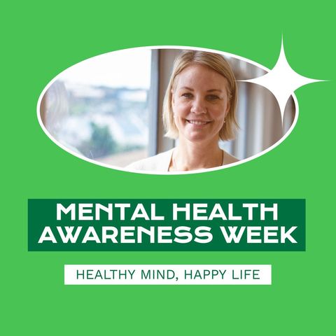 Mental Health Awareness Week Healthcare Banner with Happy Woman Smiling - Download Free Stock Templates Pikwizard.com