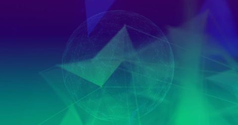 Futuristic digital mesh sphere floating in abstract interface