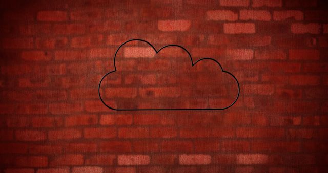 Neon Cloud Icon Painted on Rustic Brick Wall - Download Free Stock Images Pikwizard.com