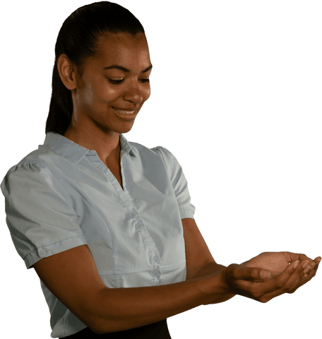 transparent object interaction smiling woman - Download Free Stock Videos Pikwizard.com