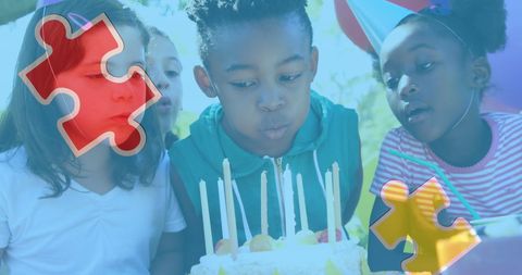 Celebrating Birthday at Party with Autism Awareness