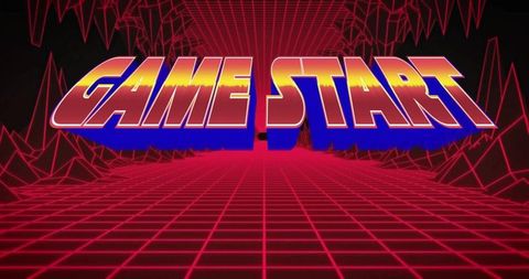 Futuristic Neon 80s Retro Game Start Screen