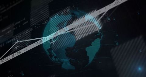 Futuristic Digital Globe with Cyber Code and Security Icons