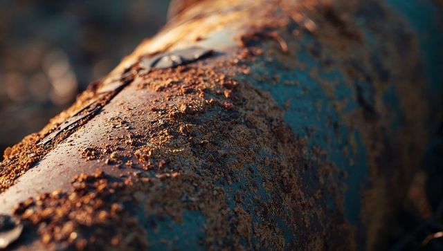 Rusted Metal Industrial Pipe with Corrosion in Outdoor Natural Setting