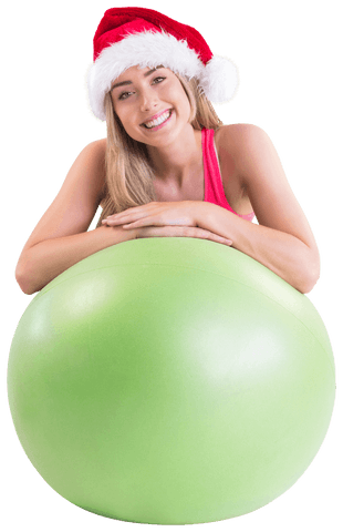 transparent smiling woman with exercise ball in santa hat - Download Free Stock Videos Pikwizard.com