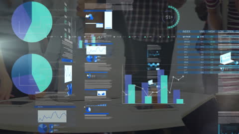 Digital Financial Data Monitoring in Modern Office Meeting
