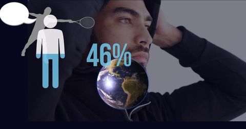 Global Business Digital Interface Overlapping Man and Globe