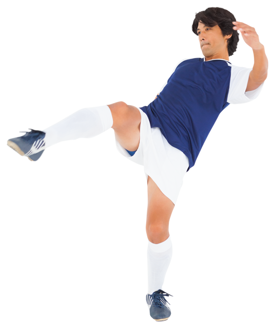 Asian footballer kicking ball on transparent background, isolated sports action pose - Download Free Stock Videos Pikwizard.com