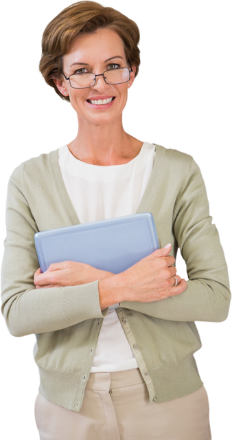 Transparent Senior Woman Holding Tablet and Smiling - Download Free Stock Videos Pikwizard.com