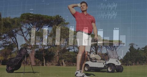 Golfer Analyzing Performance: Blend of Sport and Statistics