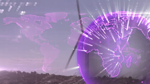 Digital Globe with Data Processing and Wind Turbine Concept