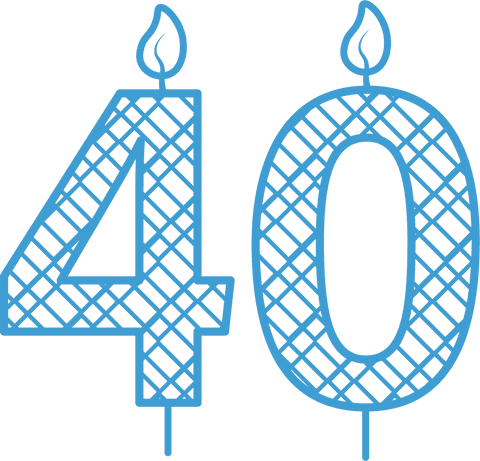 Blue Digital 40th Birthday Candles on Transparent Background
