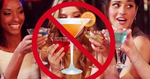 Cocktail ban over friends toasting celebration party