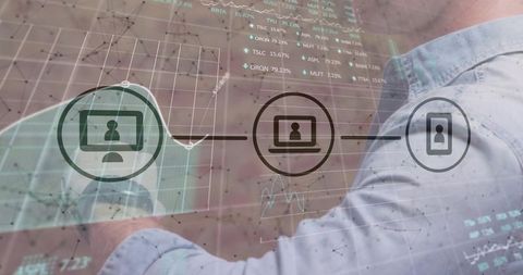 Shaking hands over digital dashboard showing collaboration network and data analytics