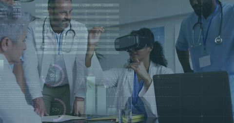 Female Doctor Experiencing Virtual Reality for Medical Solutions