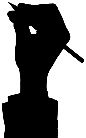 Transparent Hand Silhouette Holding Pencil Illustration