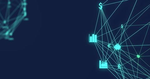 Digital Network with Financial and Currency Icons on Blue Background - Download Free Stock Images Pikwizard.com