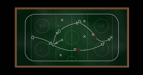 Ice Hockey Strategy Drawn on Blackboard with Player Positions
