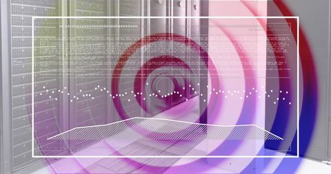 Abstract digital journey over data servers and connections