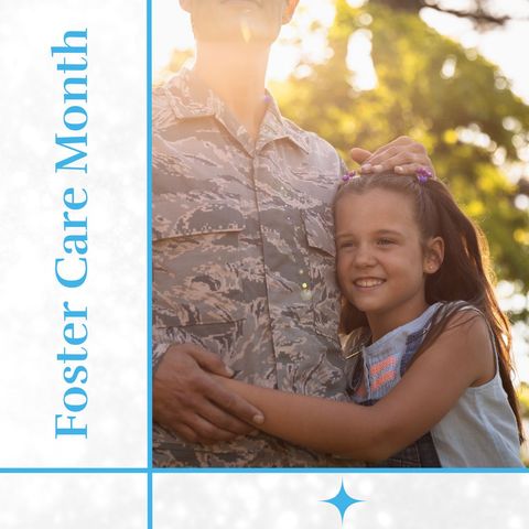 Military Father and Daughter Celebrating Foster Care