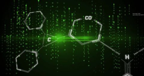 Abstract Green Digital Chemistry with Binary Code - Download Free Stock Images Pikwizard.com