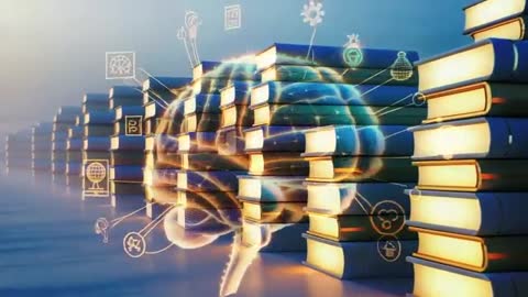 Futuristic Digital Brain and Books Conceptualizing Learning