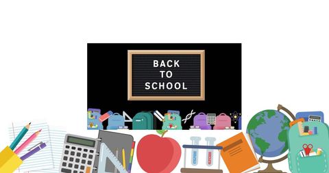 Back to School Concept with Icons and Blackboard - Download Free Stock Images Pikwizard.com