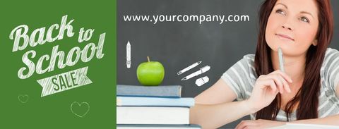 Contemplative Student Back to School Promotional Banner - Download Free Stock Templates Pikwizard.com