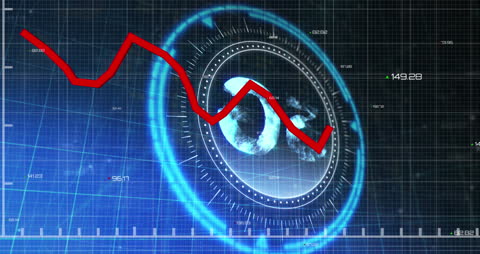 5G Symbol with Financial Data Graph Overlay