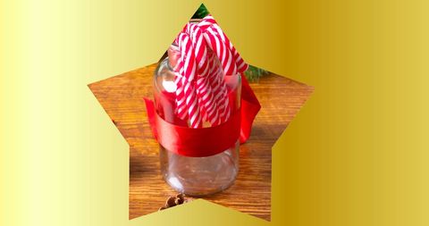Star-Shaped Christmas Cozy with Candy Canes in Jar