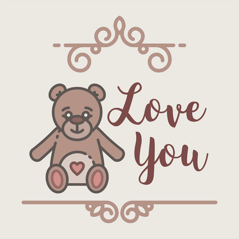 romantic teddy bear illustration with love you text on transparent background - Download Free Stock Videos Pikwizard.com