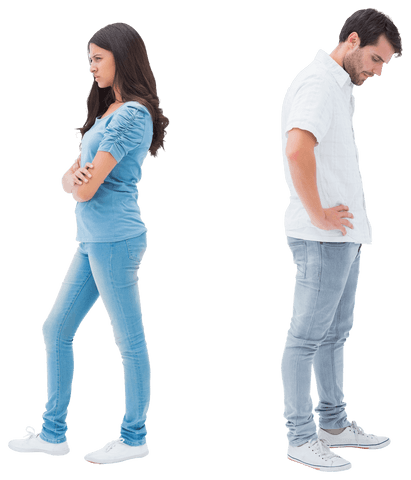 upset young couple facing away in conflict, transparent background - Download Free Stock Videos Pikwizard.com