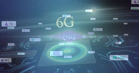Futuristic 6G Technology with Digital Interfaces and Graphical Data - Download Free Stock Images Pikwizard.com