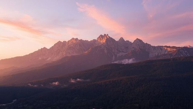 Majestic Alpine Ridge Glowing in Dusk's Pastel Hues
