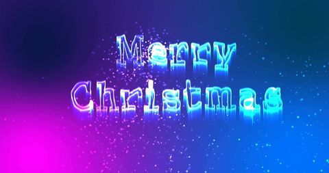 Glowing Merry Christmas Text with Shooting Stars Background
