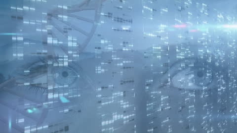Futuristic Data Processing Overilay on Woman Eye