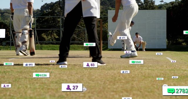 Cricketers with Social Media Glowing Icons Illustrating Digital Engagement - Download Free Stock Images Pikwizard.com