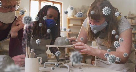 Diverse Potters Create Pottery with COVID Particles Amid Pandemic - Download Free Stock Images Pikwizard.com